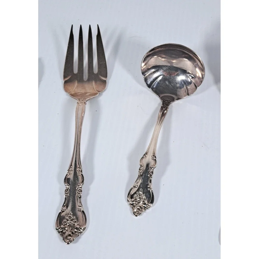International DeepSilver Orleans‎ Silverplate Serving Set 8pc Ornate Floral